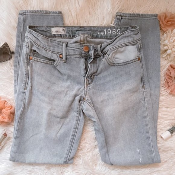 Gap 1969 Blue Skinny Jeans Distressed Size 25 - Picture 1 of 5